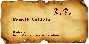 Kránik Valéria névjegykártya
