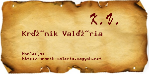 Kránik Valéria névjegykártya